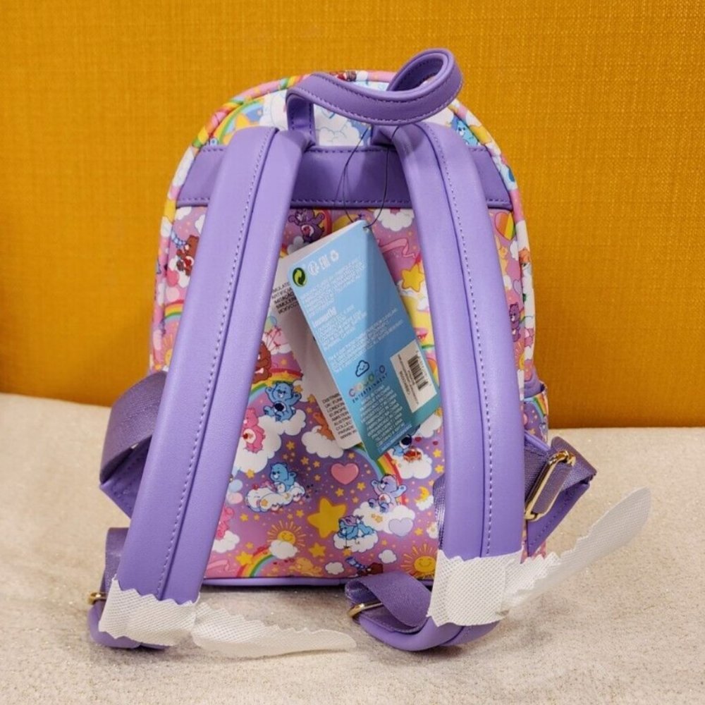 Loungefly Care Bears Purple Sunshine Rainbow AOP Mini Backpack NEW - Picture 6 of 13
